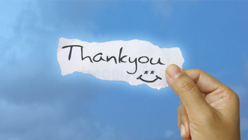 Holding thank you message note royalty free stock photos