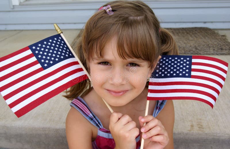 Holding usa flags stock image. Image of beauty, girl, cute 2627071