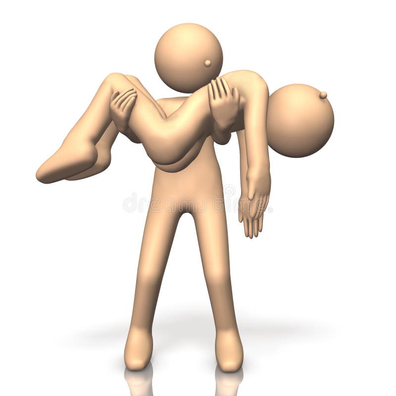 He is holding a wounded person. stock illustration