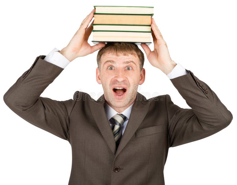 Holdingstapel des jungen Mannes Bücher stockfoto Holdingstapel des jungen Mannes Bücher stockfoto