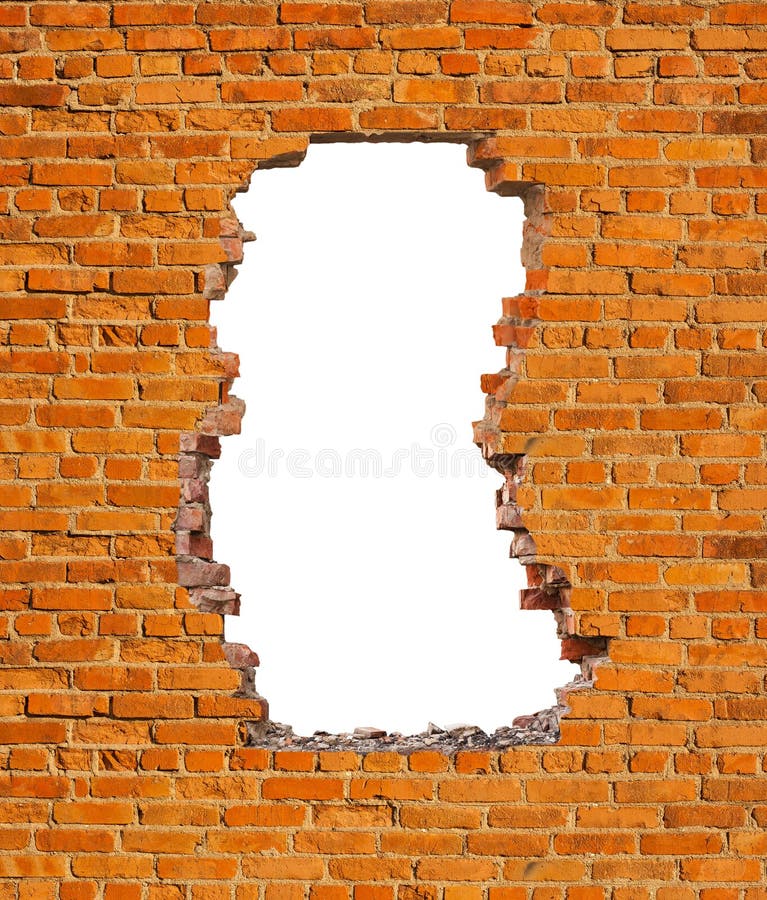 Hole brick wall