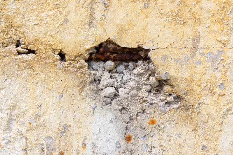 A hole in the cement wall stock photo. Image of rotting - 40427144