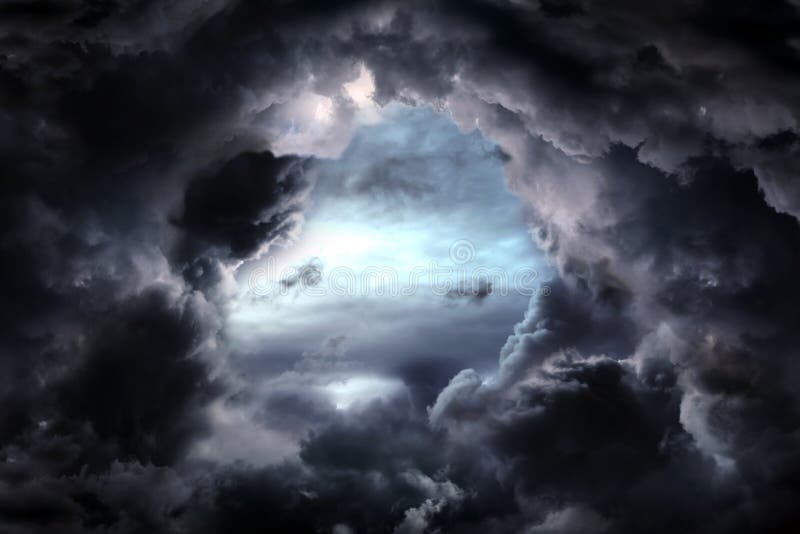 Hole In The Dramatic Clouds Stock Image Image of cloudscape, grey