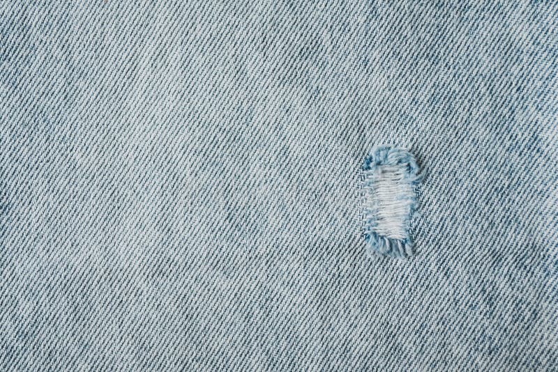 Hole Denim Jeans Ripped Destroyed Torn Blue Background Close Up Jean