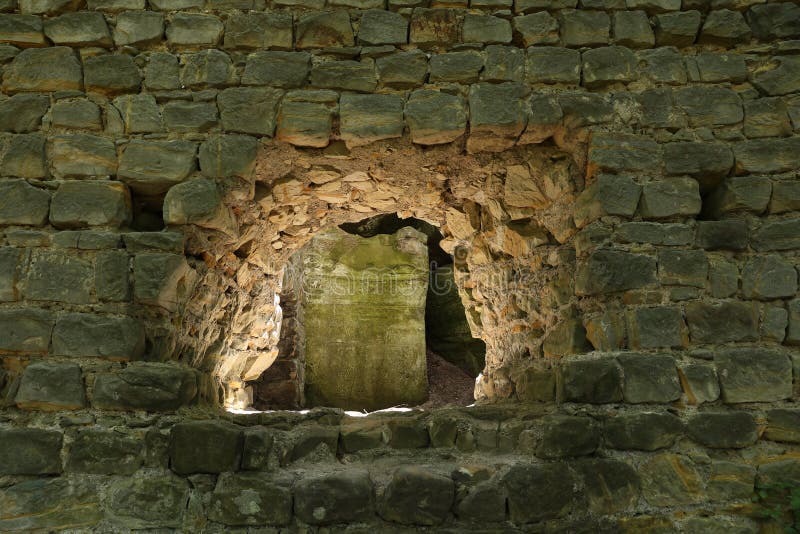 Hole thru wall to cellar of castle Zbiroh