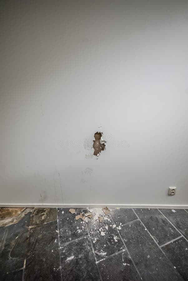 A Hole in a White, Plaster Wall Stock Image Image of detail, design