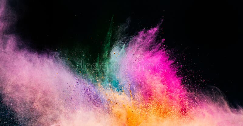 Holi Powder Blowing Up on Black Background. Stock Photo - Image of  background, colorful: 125323414