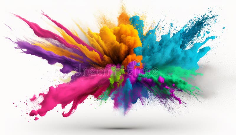 Holi powder color splash paints round border isolated on white background  colorful explosion illustration generative ai 23964378 Stock Photo at  Vecteezy
