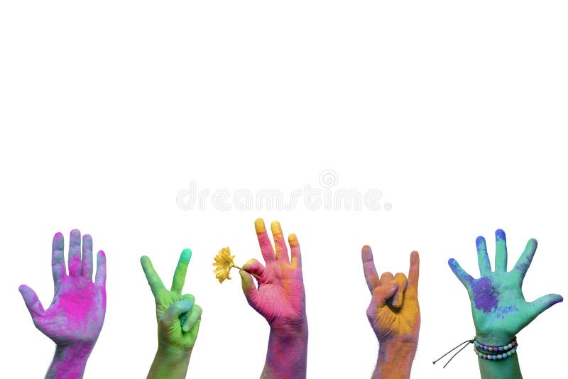 Holi покрасило руки стоковые изображения rf Holi покрасило руки стоковые изображения rf