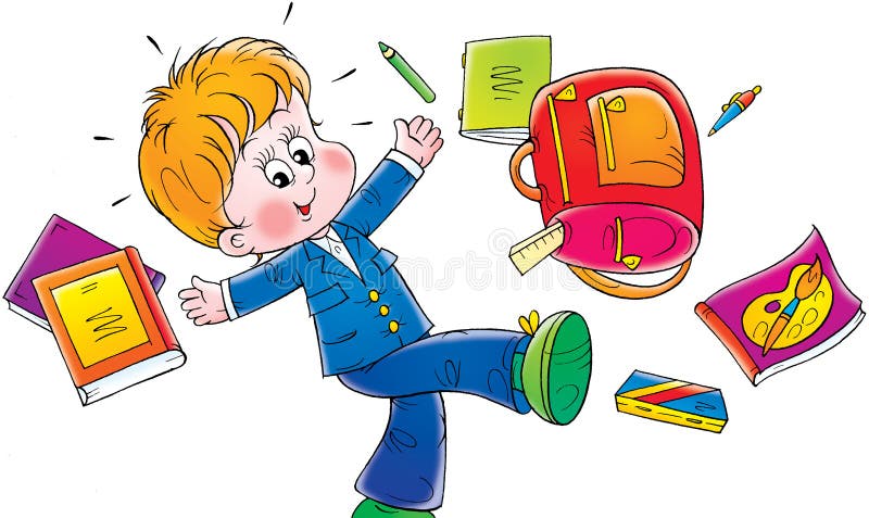 Cartoon boy with school bag Stock Vector by ©clairev 5204508