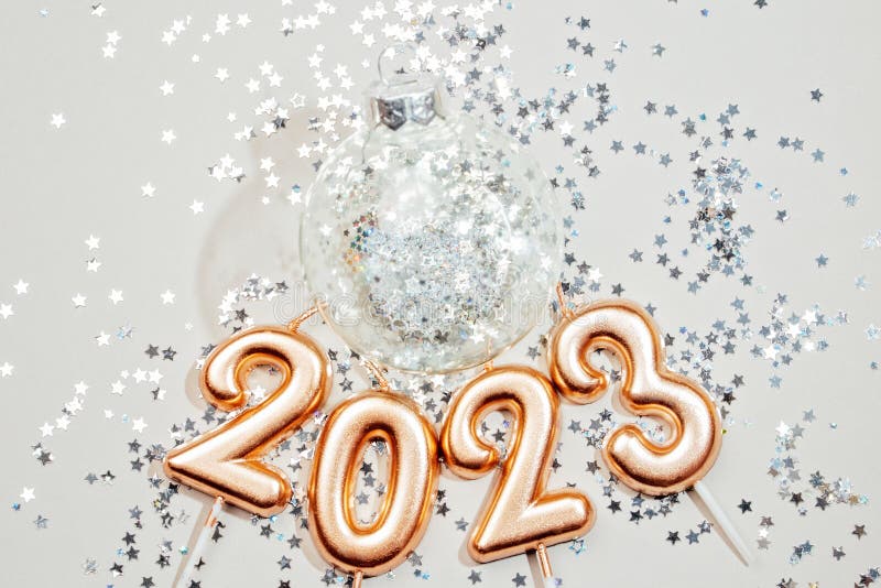 Holiday Background Happy New Year 2023. Numbers of Year 2023 Made by Gold  Candles Stock Photo - Image of 2023, round: 248820222