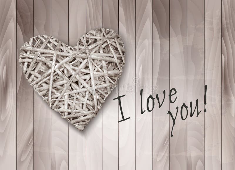 Holiday Background With Heart Made From Willow. stock illustration Holiday Background With Heart Made From Willow. stock illustration