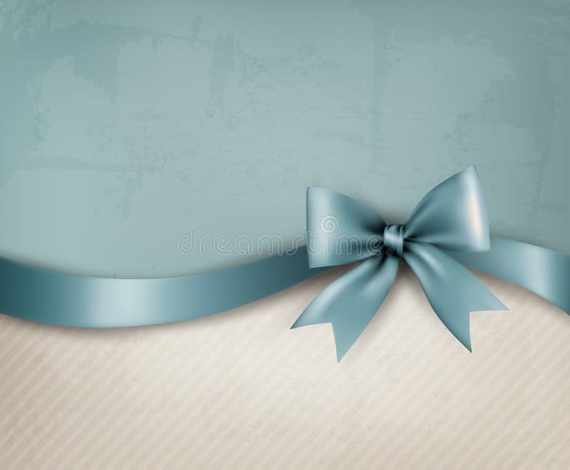 Holiday background with old paper and gift bow