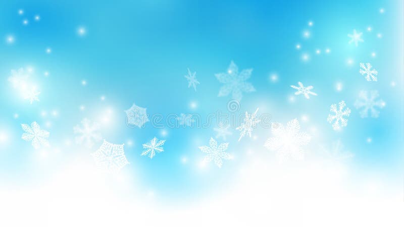 Winter Banner Design. Cold White Snowflakes in Blue Background Design.  Sparkling Transparent Ice Crystal Snowflakes Stock Illustration -  Illustration of fall, background: 199045762