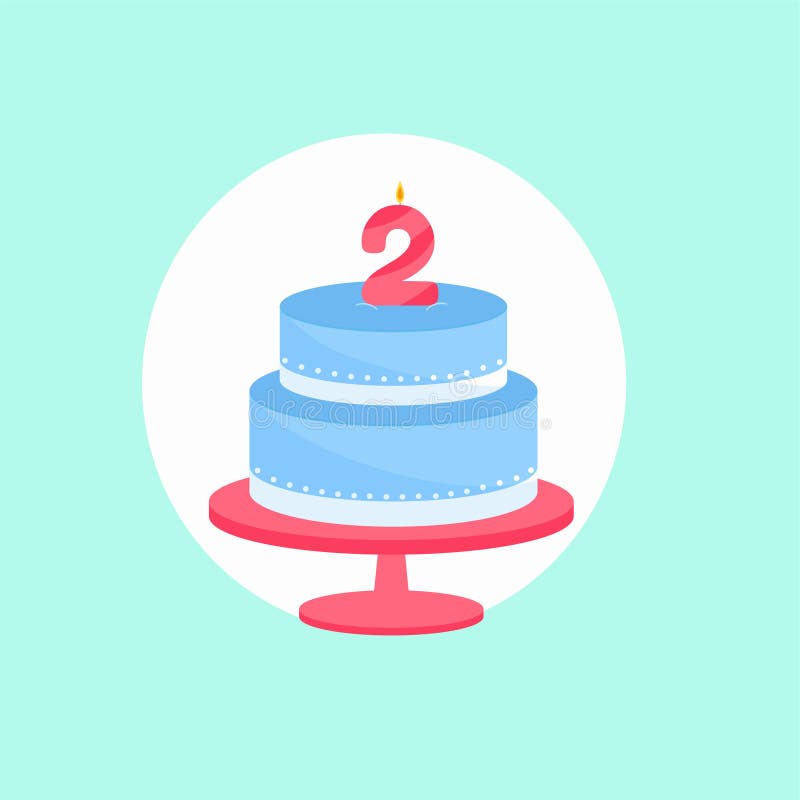 holiday-cake-with-a-candle-age-two-vector-illustration-stock-vector