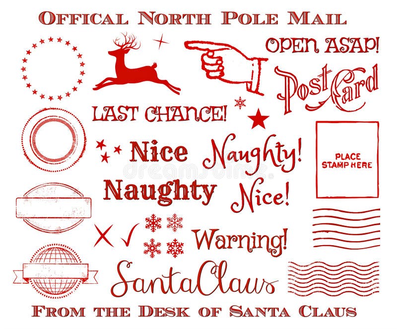 North Pole Post Mail Stamps SVG. Christmas designs