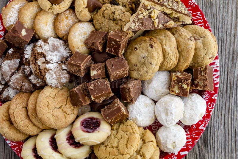 Holiday Cookie Gift Tray with Assorted Baked Goods Stock Photo - Image