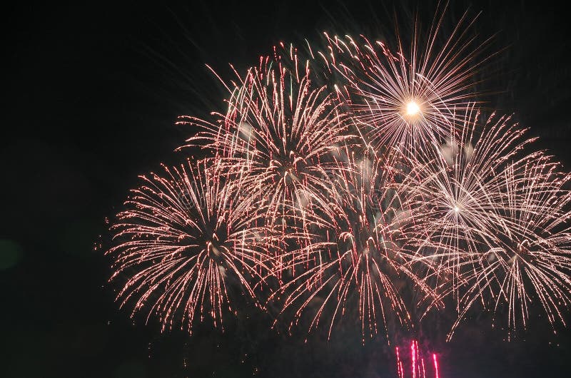 Holiday Fireworks in the Park. Stock Photo Image of park, attractions