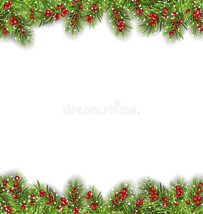 Holiday Frame with Fir Branches and Holly Berries. Illustration Holiday Frame with Fir Branches and Holly Berries, Copy Space for Your Text - Vector vector illustration Holiday Frame with Fir Branches and Holly Berries. Illustration Holiday Frame with Fir Branches and Holly Berries, Copy Space for Your Text - Vector vector illustration