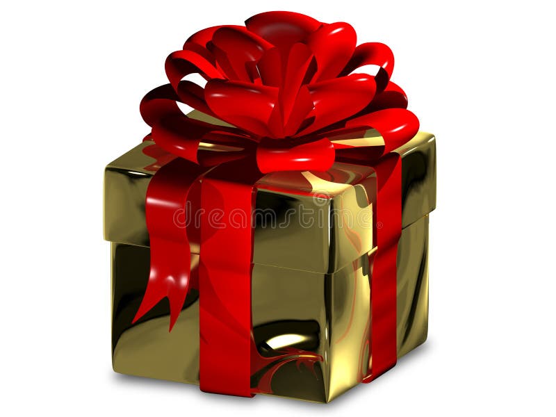 Holiday gift. 3d illustration of a holiday gift in golden packing royalty free illustration Holiday gift. 3d illustration of a holiday gift in golden packing royalty free illustration
