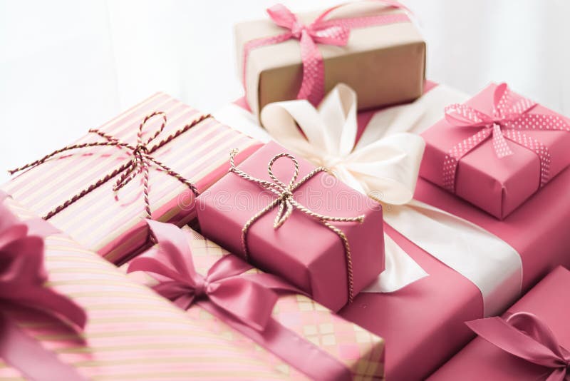 Holiday Gifts and Wrapped Luxury Presents, Pink Gift Boxes As Surprise ...