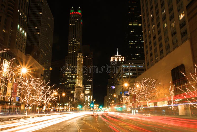 Holiday lights on Michigan Avenue