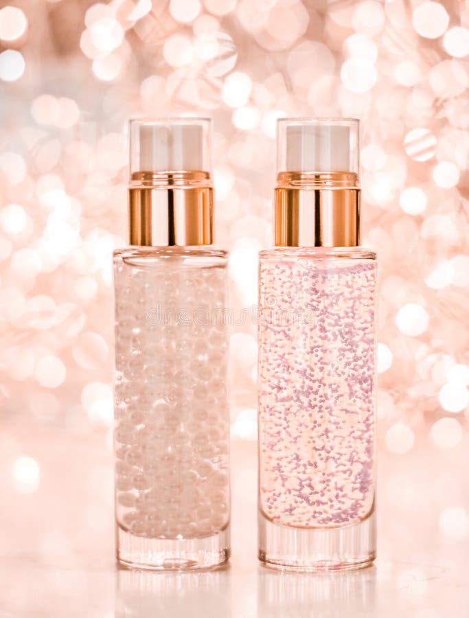 Holiday Make-up Base Gel, Serum Emulsion, Lotion Bottle and Rose Gold ...