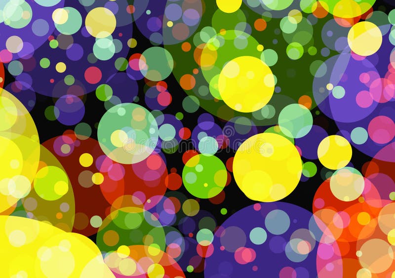 Holiday manycolored rounds bokeh backgrounds in Chaotic Arrangement. Lighting bokeh illustrations