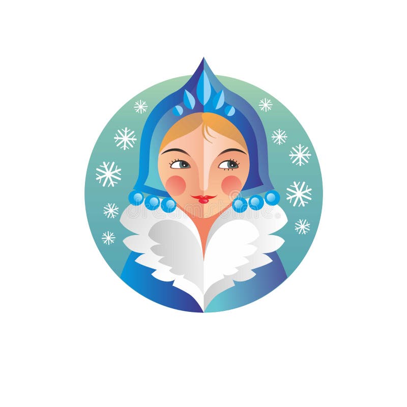 Holiday New Year and Christmas russian woman vector illustration