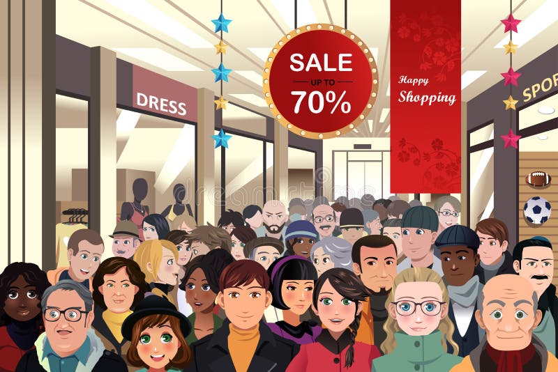 Download Holiday Shopping Sale Scene Stock Vector - Illustration of ...