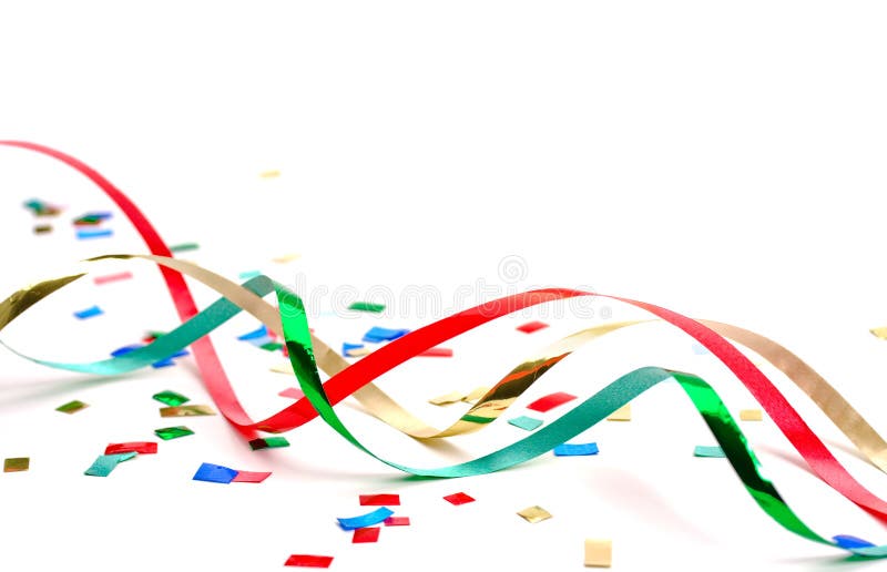 Free Vector  Colorful falling paper confetti and twirled party streamers  on a white