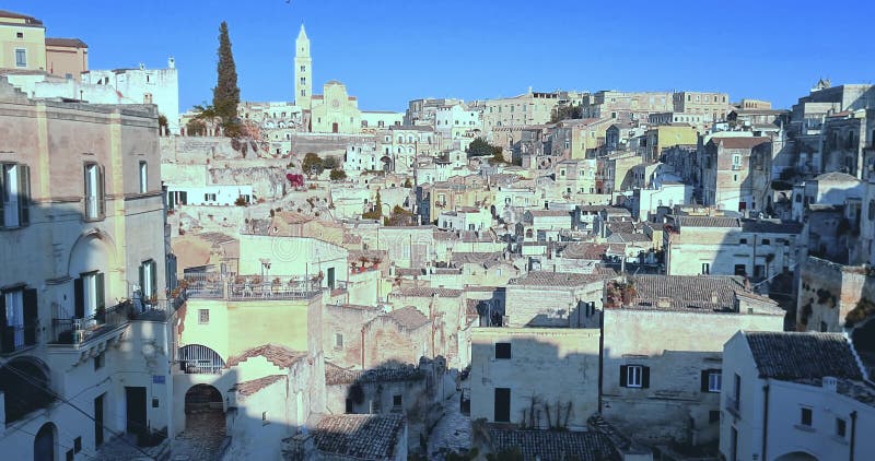 Holiday, summer, panorama of historic Matera stone, European Capital of Culture 2019, concept of cultural holidays and tourism in. Italy gastronomy and
