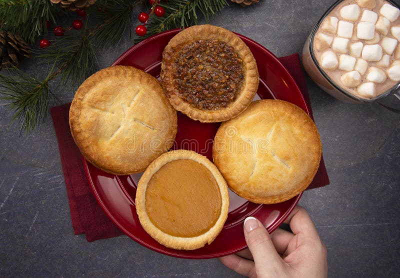 Holiday Table Set with Various Flavors of Fresh Baked Pies Stock Image Image of mini, glass