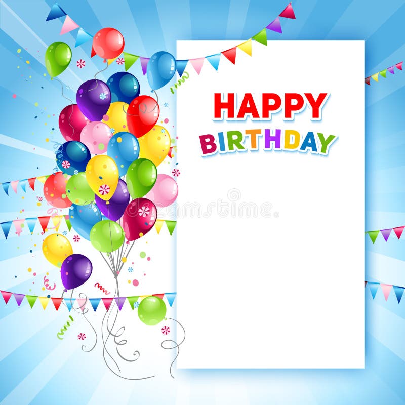 Festive Happy Birthday Card Template Stock Vector - Illustration of ...