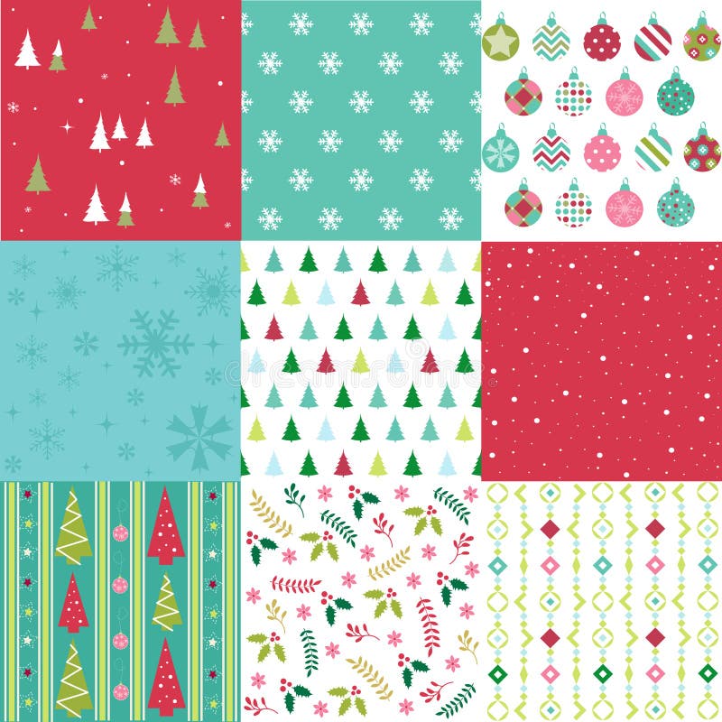 Winter christmas vector seamless patterns vector illustration