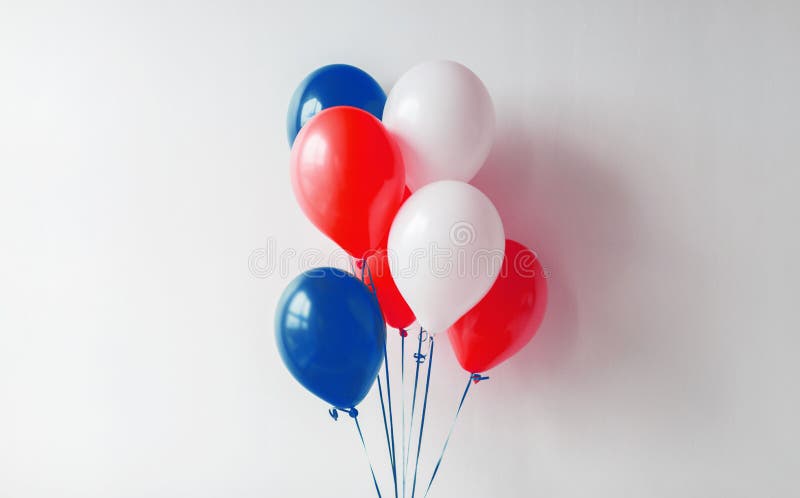 Party decoration with red, white and blue balloons