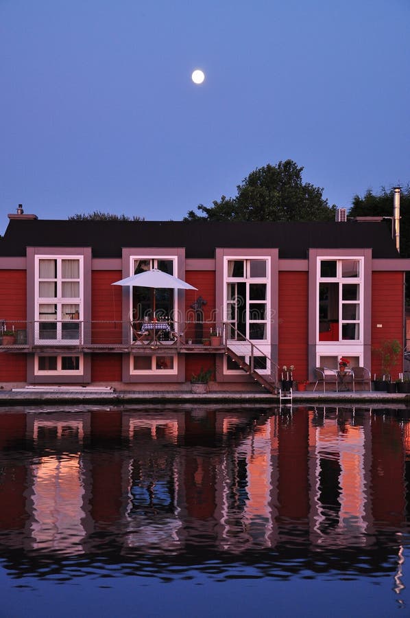 Holland: floating Dutch houseboat and moonshine.