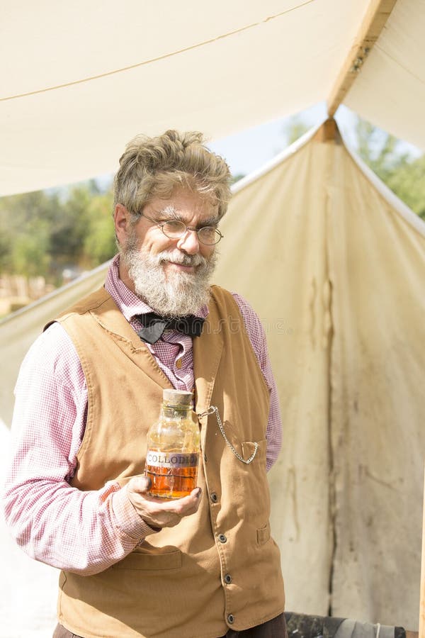 A man dressed as a Civil War Photographer. A man dressed as a Civil War Photographer.