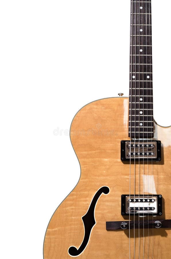 Hollow Body Electric Guitar in Black and White Stock Image Image of