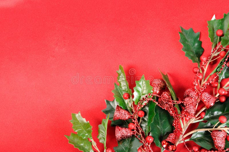 Holly berry on red stock photos Holly berry on red stock photos