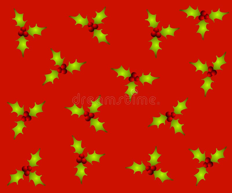 Holly Leaves Red Background