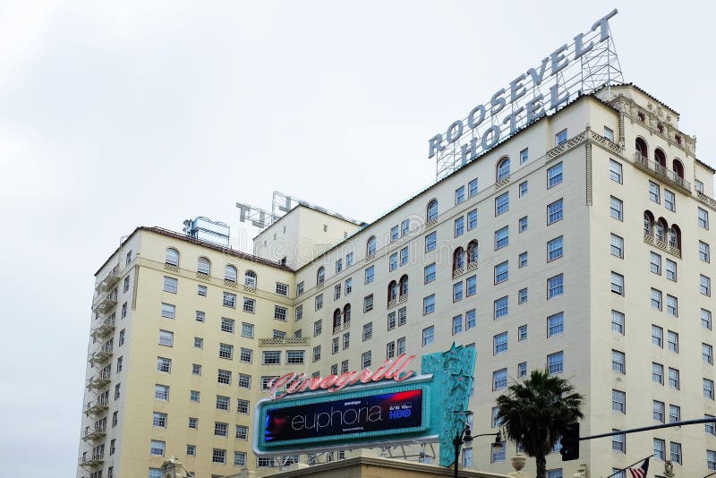 The Hollywood Roosevelt Hotel on Hollywood Boulevard opened in May 1927, and is the oldest continually operating hotel in Los royalty free stock photo The Hollywood Roosevelt Hotel on Hollywood Boulevard opened in May 1927, and is the oldest continually operating hotel in Los royalty free stock photo