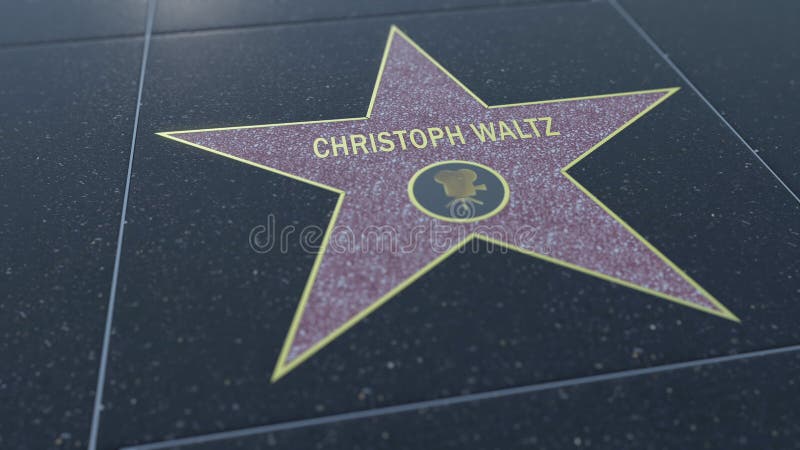 Hollywood går av berömmelsestjärnan med den CHRISTOPH VALSinskriften Redaktörs- tolkning 3D fotografering för bildbyråer Hollywood går av berömmelsestjärnan med den CHRISTOPH VALSinskriften Redaktörs- tolkning 3D fotografering för bildbyråer