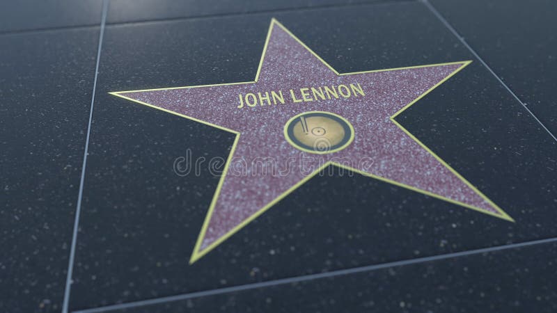 Hollywood går av berömmelsestjärnan med den JOHN LENNON inskriften Redaktörs- tolkning 3D vektor illustrationer Hollywood går av berömmelsestjärnan med den JOHN LENNON inskriften Redaktörs- tolkning 3D vektor illustrationer