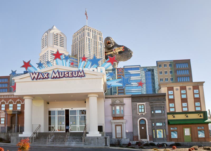 The Hollywood Wax Museum is a unique landmark and major tourist attraction in Pigeon Forge, Tennessee. The fasade of the building has the New York skyline with King Kong holding a biplane (shown) and its own version of Mount Rushmore with John Wayne, Elvis Presley, Marilyn Monroe, and Charlie Chaplin carved into the side of the building (not shown). The Hollywood Wax Museum is a unique landmark and major tourist attraction in Pigeon Forge, Tennessee. The fasade of the building has the New York skyline with King Kong holding a biplane (shown) and its own version of Mount Rushmore with John Wayne, Elvis Presley, Marilyn Monroe, and Charlie Chaplin carved into the side of the building (not shown)