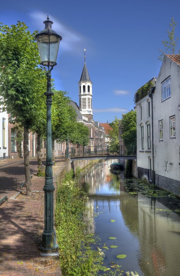 Holländsk kanal i Amersfoort arkivfoto Holländsk kanal i Amersfoort arkivfoto
