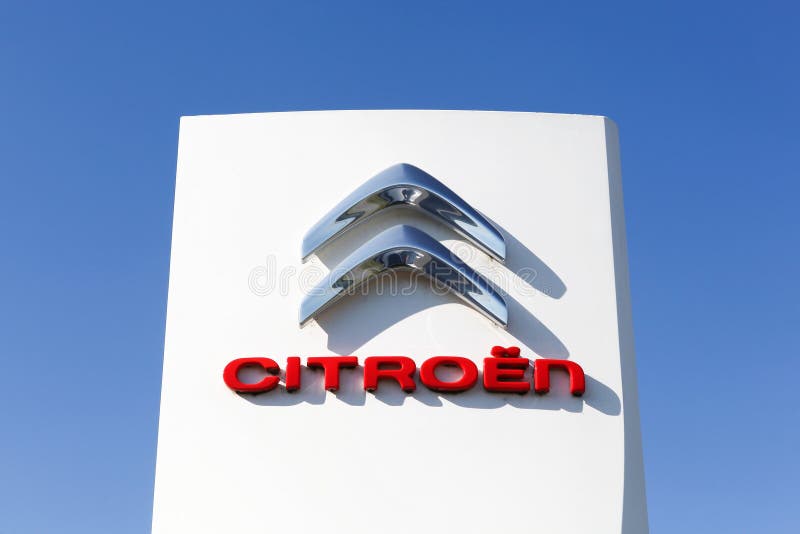 Citroen logo on a panel editorial stock photo. Image of shop