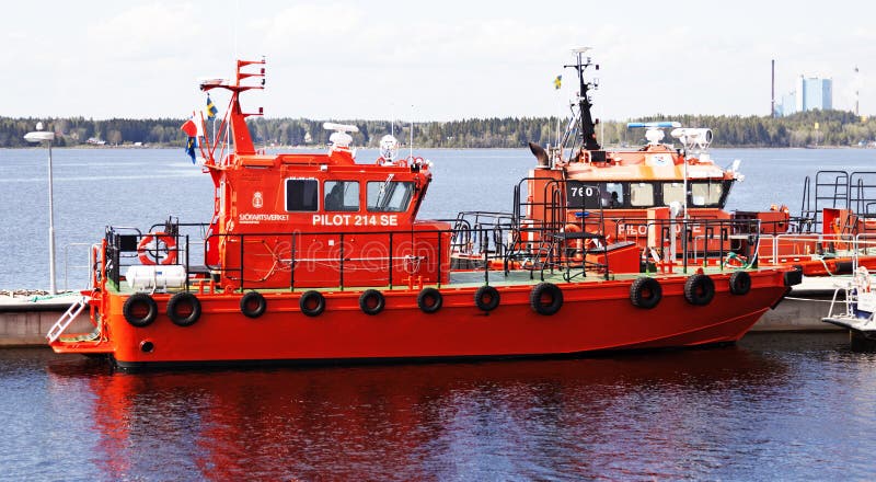 Pilot and sea rescue boats on assignment stock photo Pilot and sea rescue boats on assignment stock photo