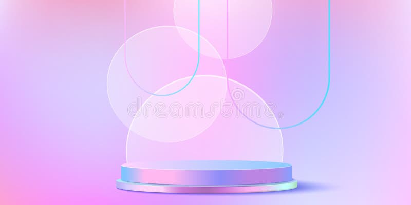Hologram 3d stage podium with glass circles vector illustration