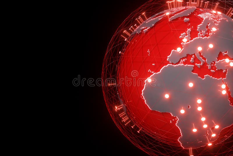 The hologram of the earth and the foci of infection on it. The concept of quarantine, pandemic, vaccine, crisis. 3D rendering, 3D stock illustration The hologram of the earth and the foci of infection on it. The concept of quarantine, pandemic, vaccine, crisis. 3D rendering, 3D stock illustration